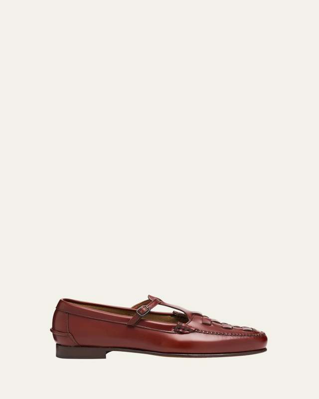 Men's Maqueda Interwoven Leather T-Bar Loafers